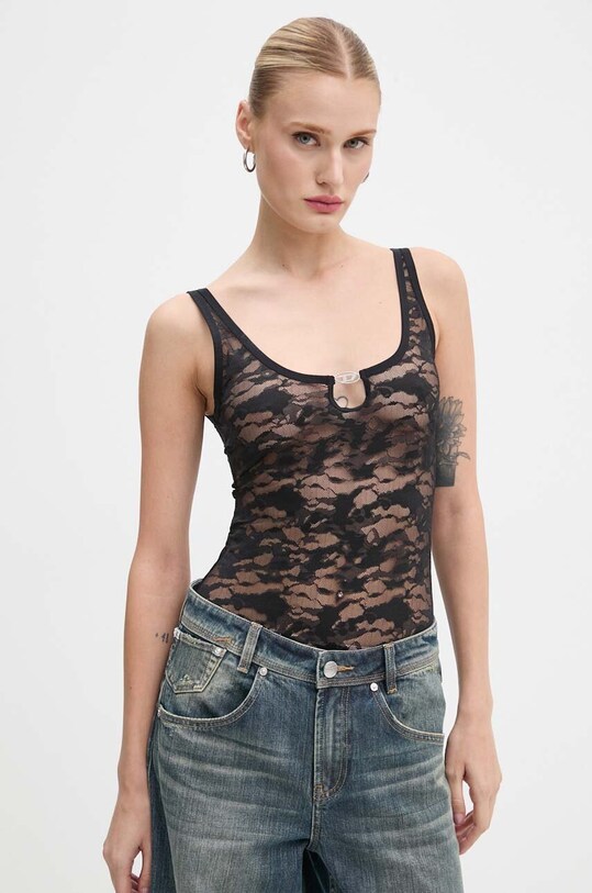 Боді Diesel UFBY-D-OVAL-LACE-BODYSUIT slim чорний A15370.0DRAK