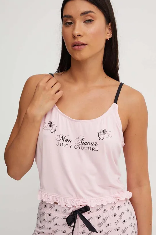 Top πιτζάμας Juicy Couture CHERUB EMMANUEL FRILLED VEST πλεκτό ύφασμα ροζ JCLPT224508.121