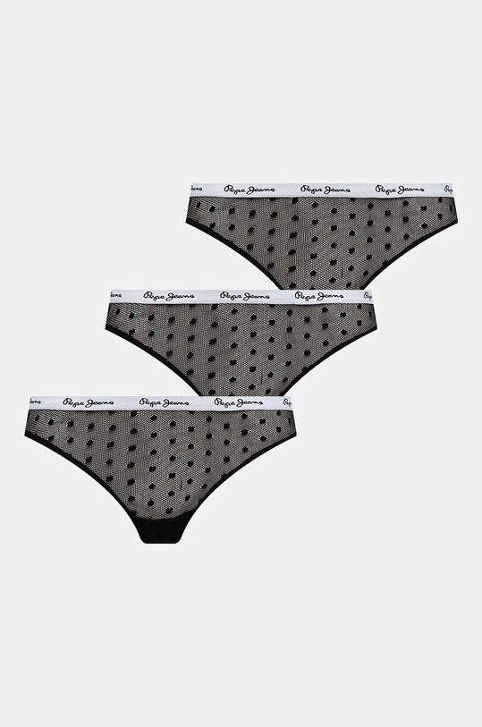 Pepe Jeans tanga DOT MESH 3P THONG 3-pack tanga negru PLU11026