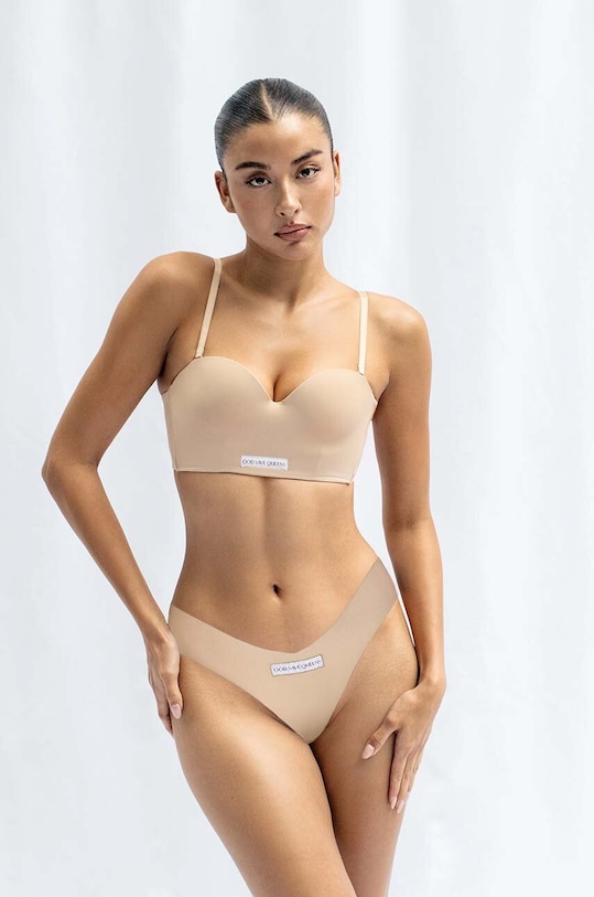 Brazilian στρινγκ GOD SAVE QUEENS SECOND SKIN PANTY BRAZILIAN πλεκτό ύφασμα μπεζ GSQ.135.125