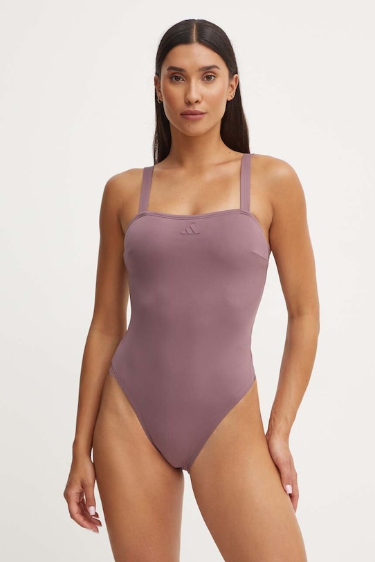 Jednodílné plavky adidas Iconisea jemně vyztužené fialová IM8558