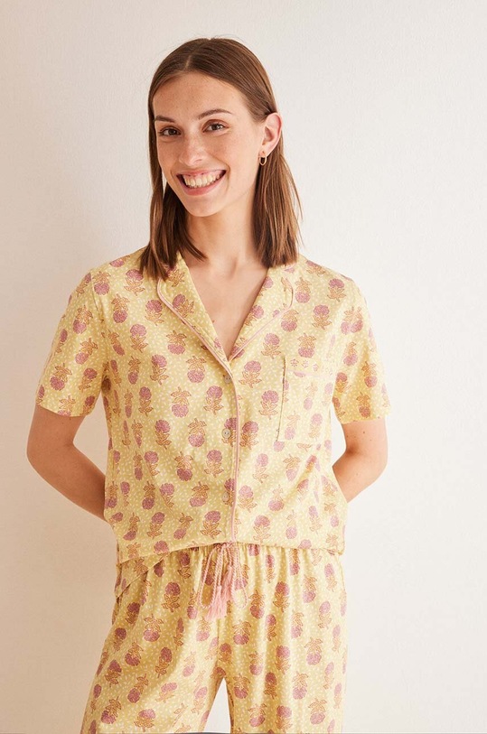 women'secret set de pijama de bumbac DAILY BOHO 3598030 galben AW24