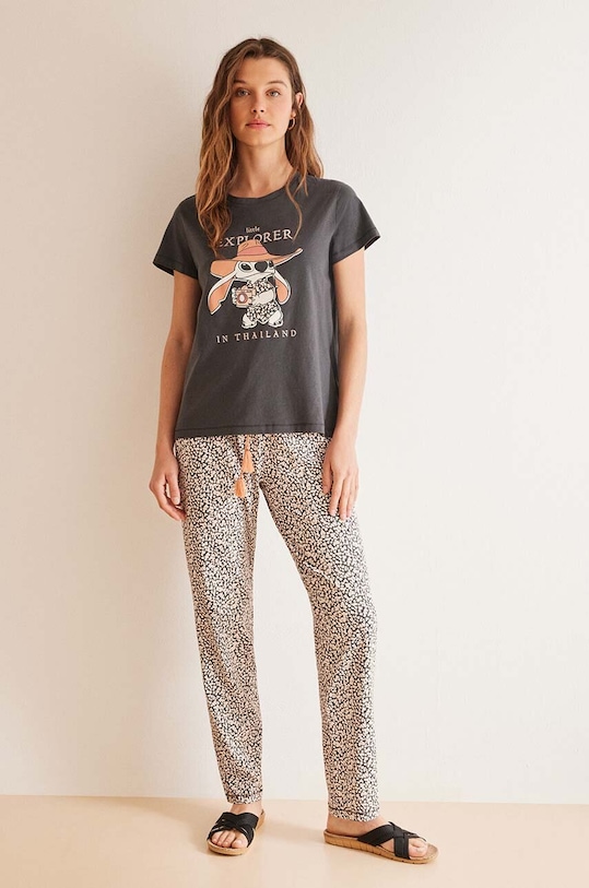 Bavlněné pyžamo women'secret Lilo and Stich potisk šedá 3138524