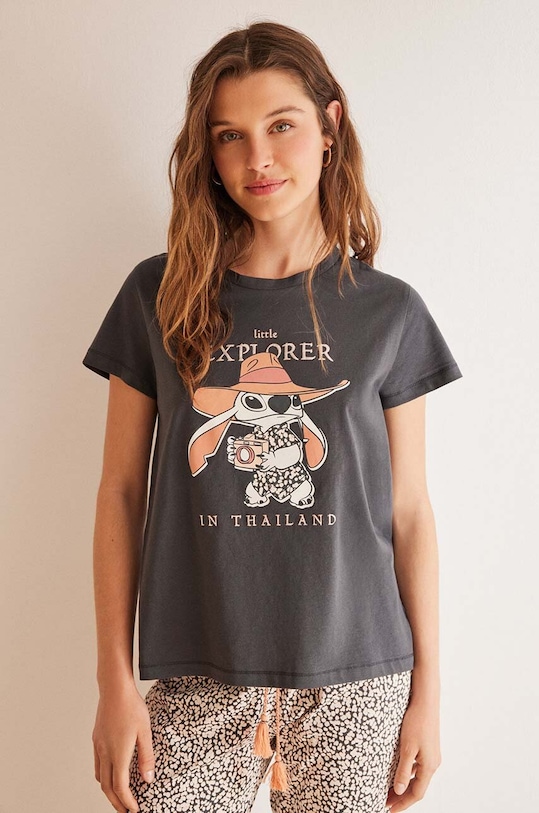 Bavlněné pyžamo women'secret Lilo and Stich 3138524 šedá AW24