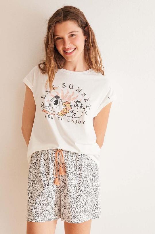 women'secret pamut pizsama Lilo and Stich dzsörzé bézs 3138538