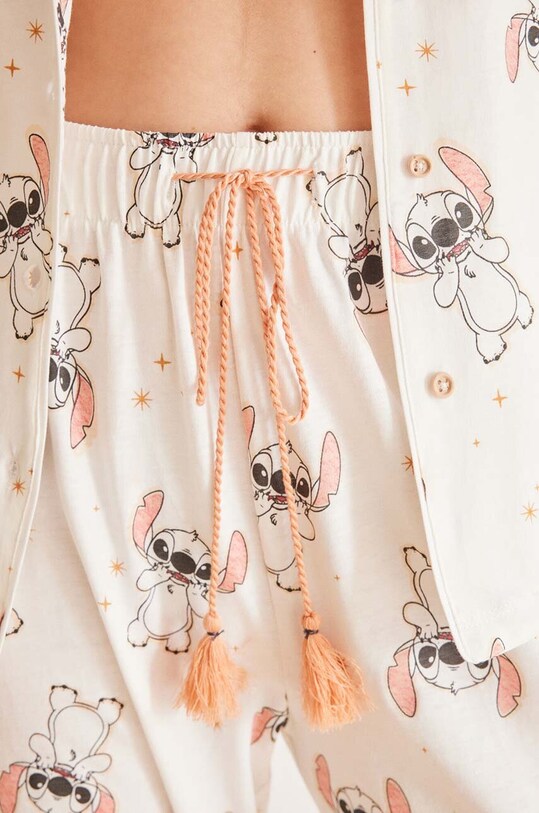 women'secret piżama bawełniana Lilo and Stich beżowy 3138527