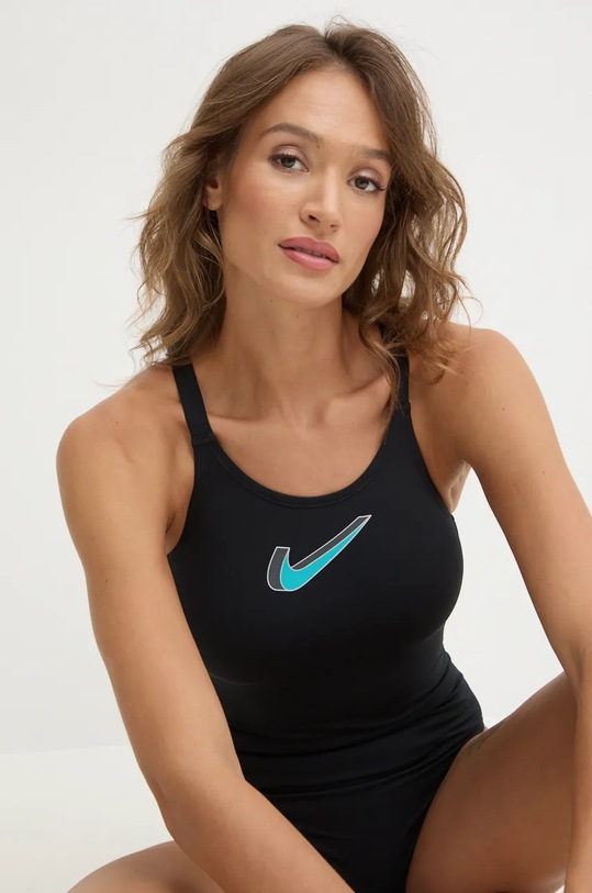 Nike costum de baie dintr-o bucată Hydrastrong 3D Swoosh negru NESSE060