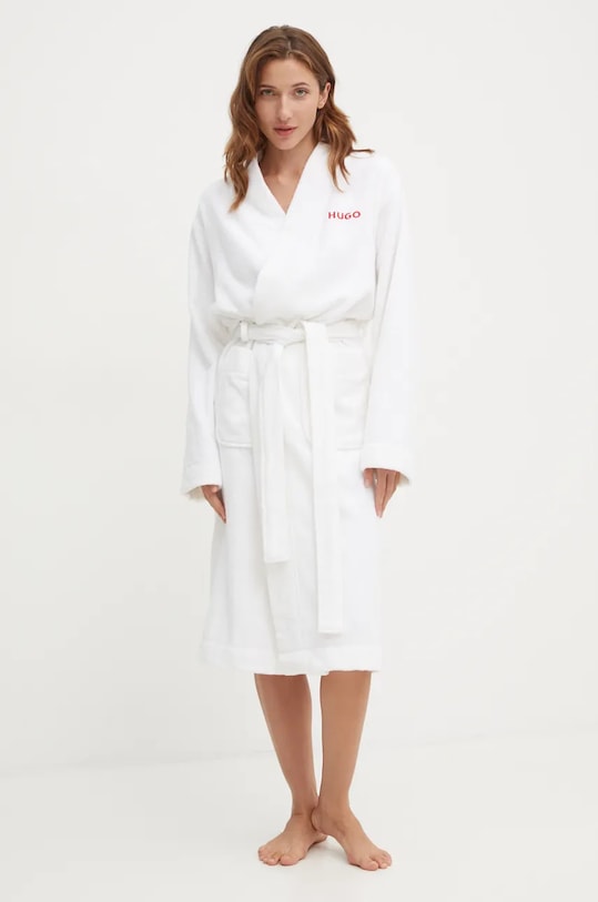 HUGO halat de baie din bumbac tricotaj alb 50502745