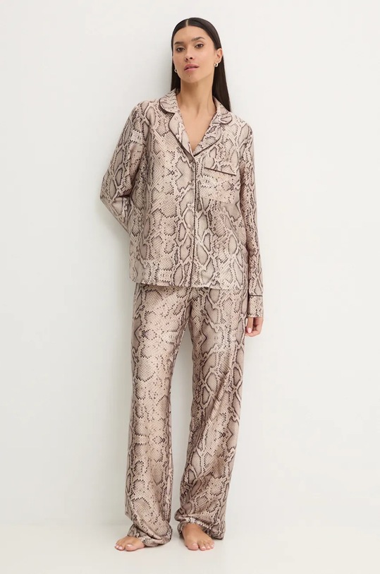 Guess piżama tkanina beżowy O4BX06.WEFC2
