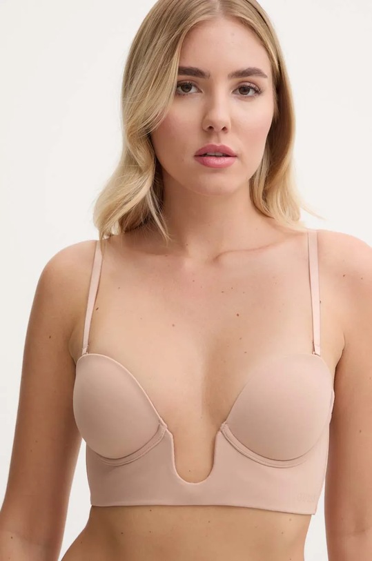 Σουτιέν Guess EVELINE πλεκτό ύφασμα μπεζ O4BC15.KCDE0