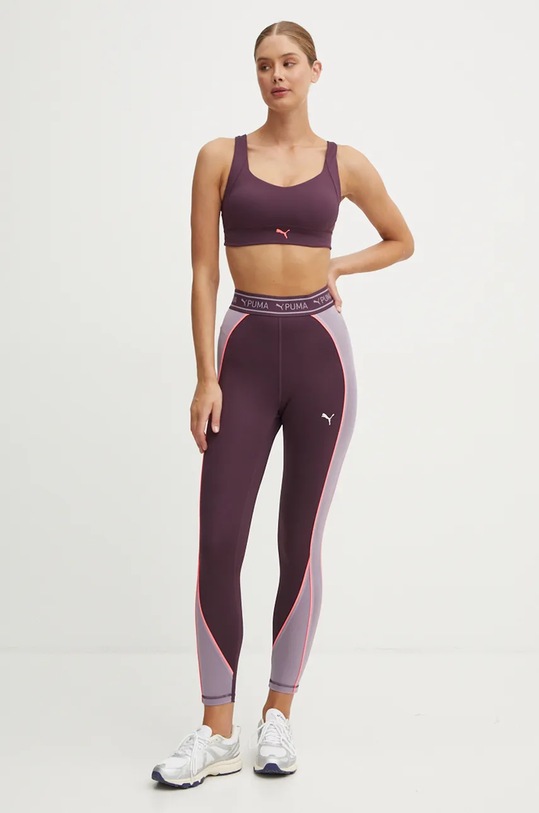 Sportovní podprsenka Puma PWR Sculpting 525765 burgundské AW24