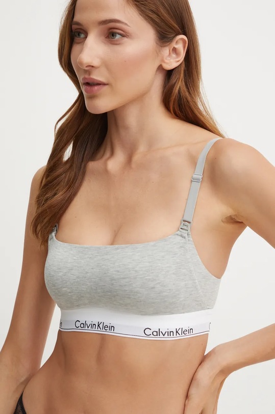 Grudnjak za dojenje Calvin Klein Underwear pletivo siva 000QF7905E