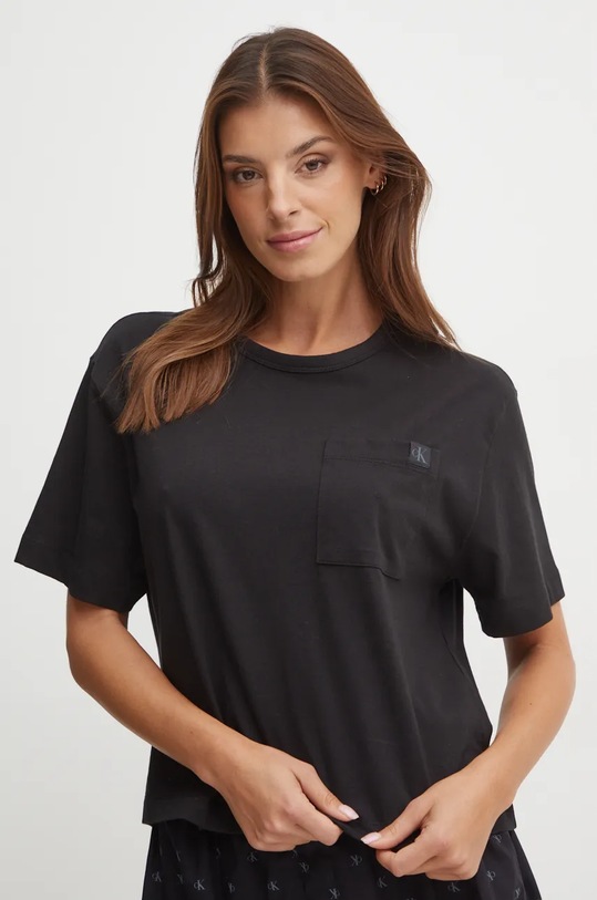 Oblečení Bavlněné pyžamo Calvin Klein Underwear 000QS7406E černá
