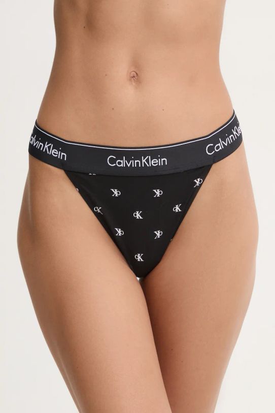 Calvin Klein Underwear stringi dzianina czarny 000QF7013E