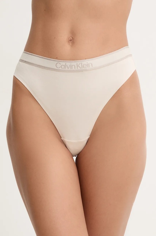 Calvin Klein Underwear stringi dzianina beżowy 000QF7954E