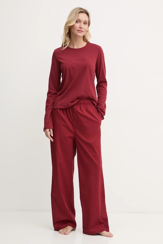 Calvin Klein Underwear piżama bawełniana bawełna bordowy 000QS7422E