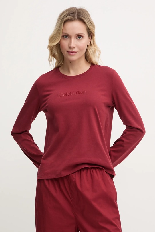 Odzież Calvin Klein Underwear piżama bawełniana 000QS7422E bordowy