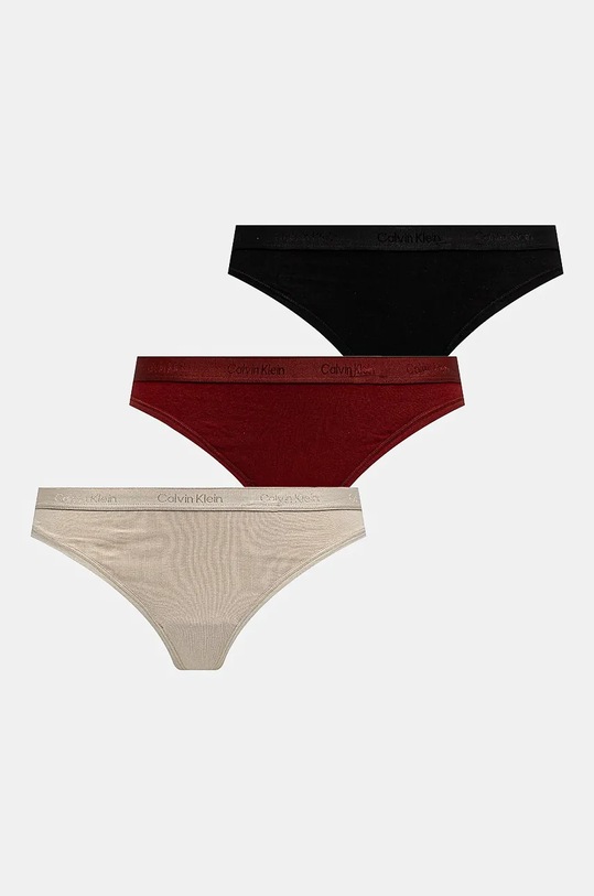 Стринги Calvin Klein Underwear 3-pack трикотаж чорний 000QD5244E