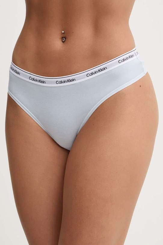 Brazílske nohavičky Calvin Klein Underwear jemný vzor modrá 000QD5246E