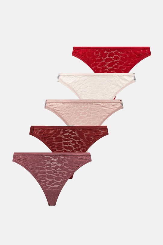 Calvin Klein Underwear figi 5-pack nadruk bordowy 000QD5252E