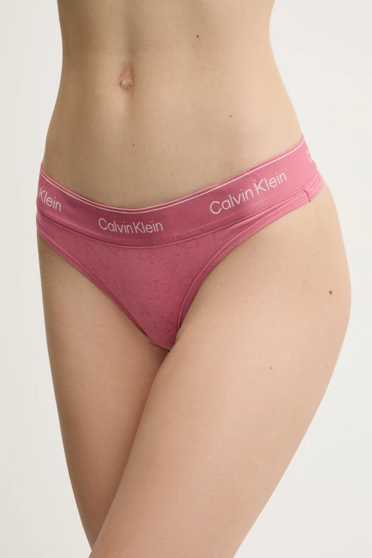 Στρινγκ Calvin Klein Underwear πλεκτό ύφασμα ροζ 000QF7878E
