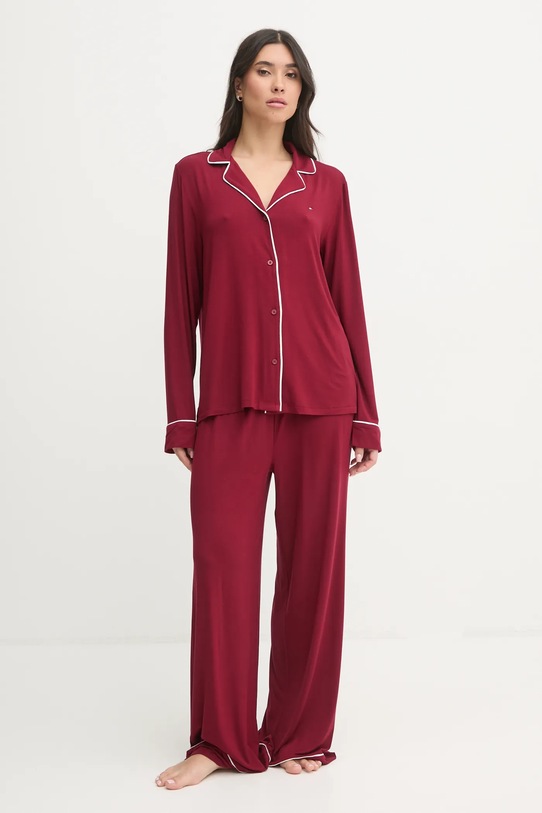 Tommy Hilfiger piżama dzianina bordowy UW0UW05558