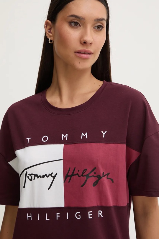 Pyžamové tričko Tommy Hilfiger burgundské UW0UW05631
