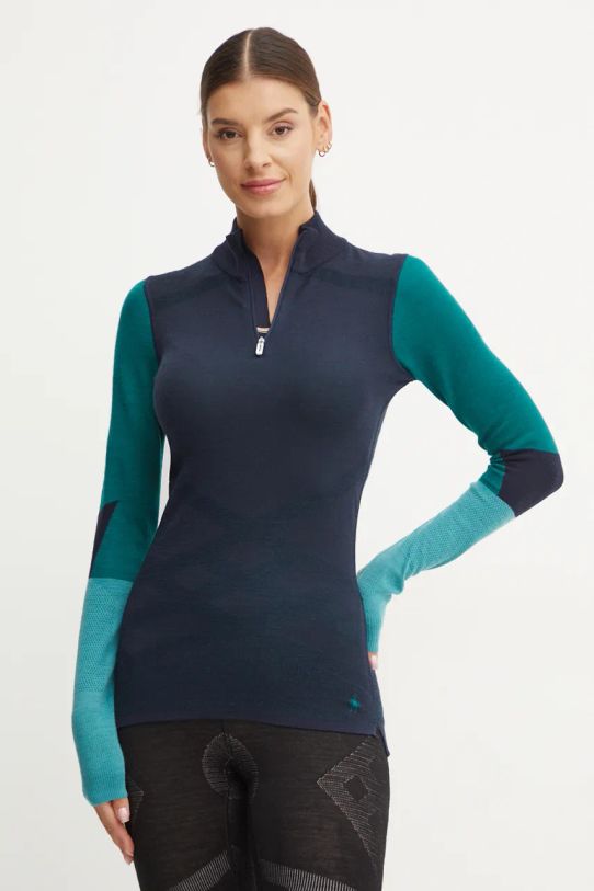 Smartwool longsleeve funkcyjny Intraknit Thermal Merino Base Layer Colorblock Planet friendly granatowy SW002837