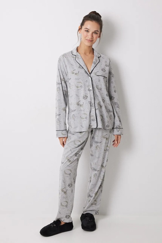 women'secret piżama bawełniana LA NUIT HARRY POTTER wzorzyste szary 3138582