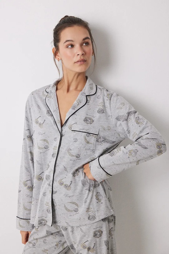 women'secret piżama bawełniana LA NUIT HARRY POTTER 3138582 szary AW24