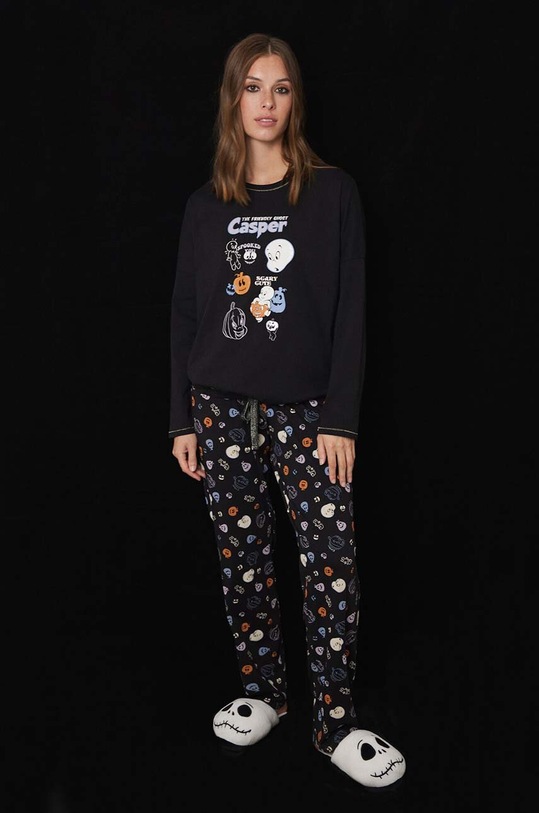 Bombažna pižama women'secret HALLOWEEN Potisk črna 3138583