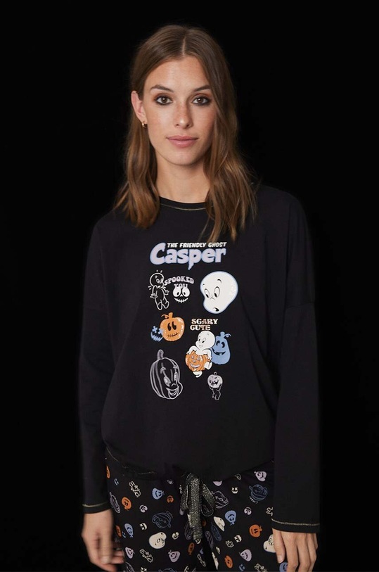 Bombažna pižama women'secret HALLOWEEN 3138583 črna AW24