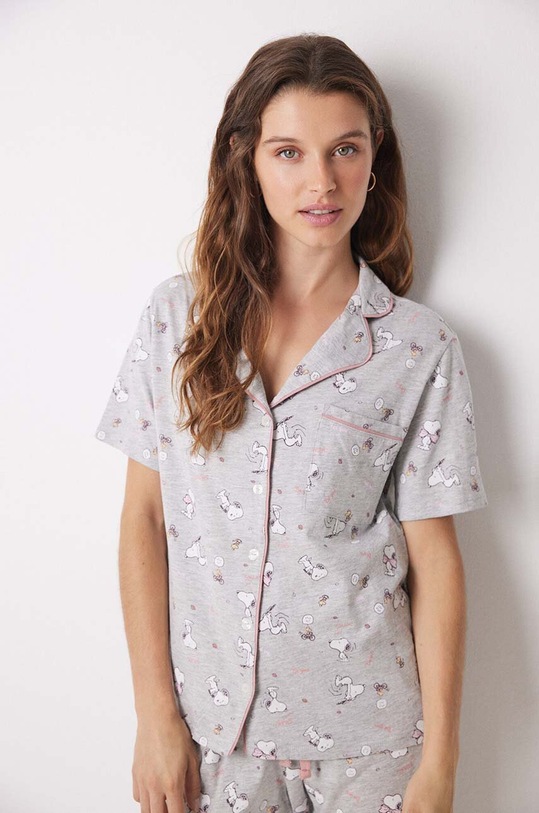 Bavlnené pyžamo women'secret Snoopy 3138584 sivá AW24