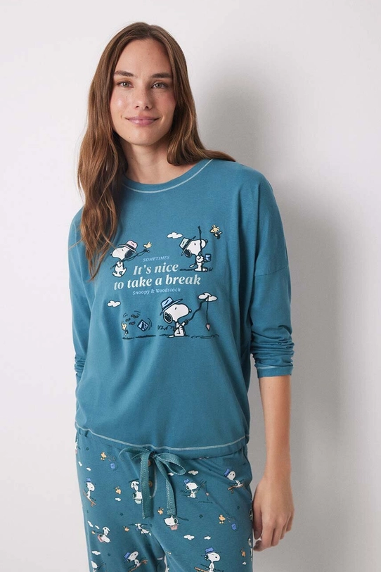 women'secret pijamale de bumbac Snoopy 3138560 verde AW24