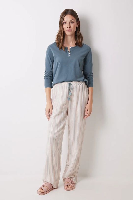 women'secret hosszú ujjú pamut pizsama felső MIX AND MATCH BRUMMELL dzsörzé zöld 3278392