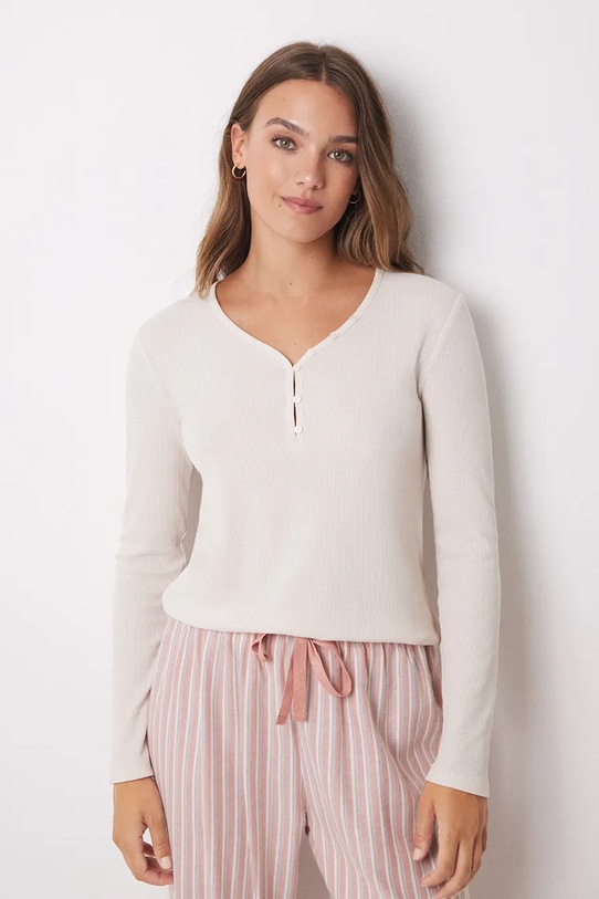Піжамний лонгслів women'secret MIX AND MATCH BRUMMELL трикотаж бежевий 3278411