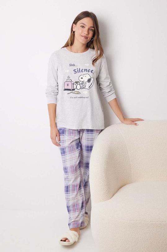 women'secret pigama in lana Snoopy sovrastampa grigio 3138564