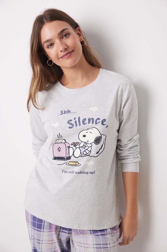 women'secret pigama in lana Snoopy 3138564 grigio AW24
