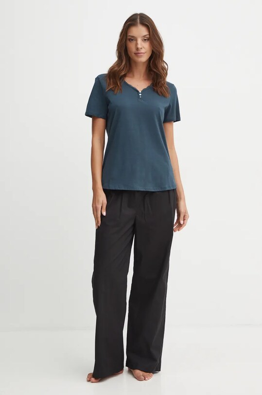 women'secret tricou de pijama din bumbac MIX AND MATCH CEREMONY 3278402 turcoaz AW24