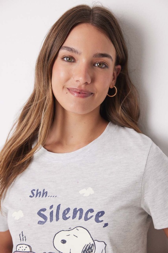 Oblečenie Bavlnené pyžamo women'secret Snoopy 3138566 sivá