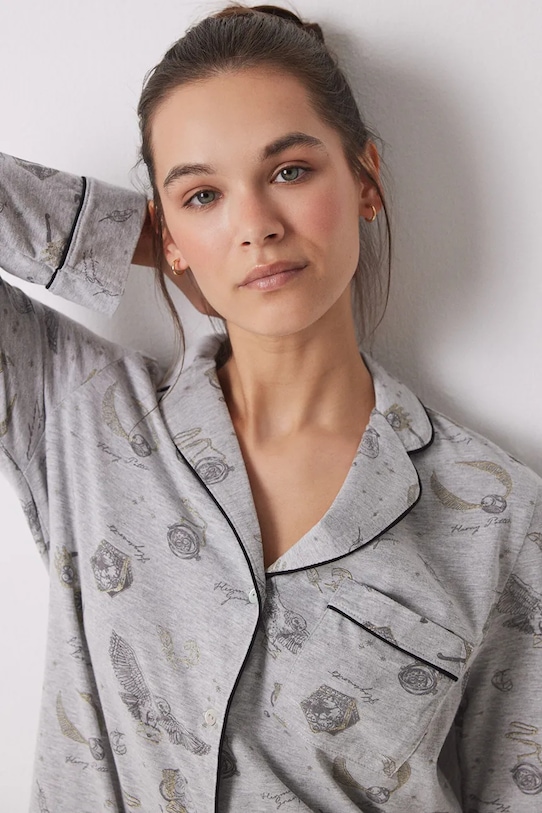 women'secret koszula nocna bawełniana LA NUIT HARRY POTTER 4448049 szary AW24
