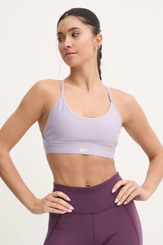 Reebok biustonosz sportowy LUX Collection bez fiszbinów fioletowy 100206204