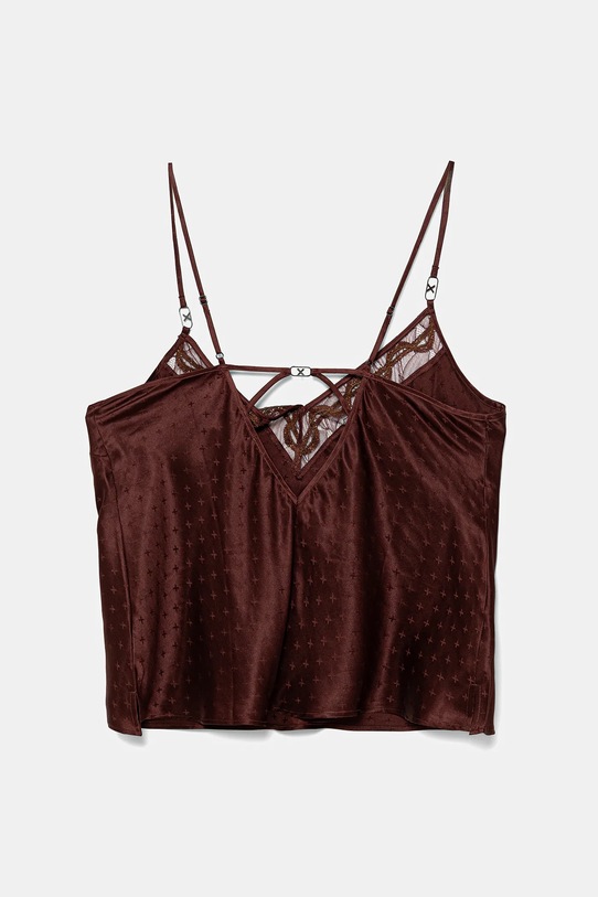Chantelle top de pijama de mătase C017I5 burgundia AW24