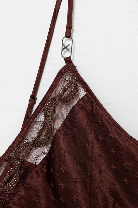 Îmbrăcăminte Chantelle top de pijama de mătase C017I5 burgundia