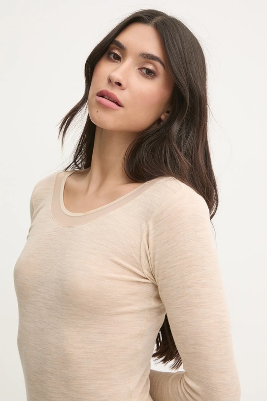 Vunena majica dugih rukava Chantelle FEMILET bež FN1584