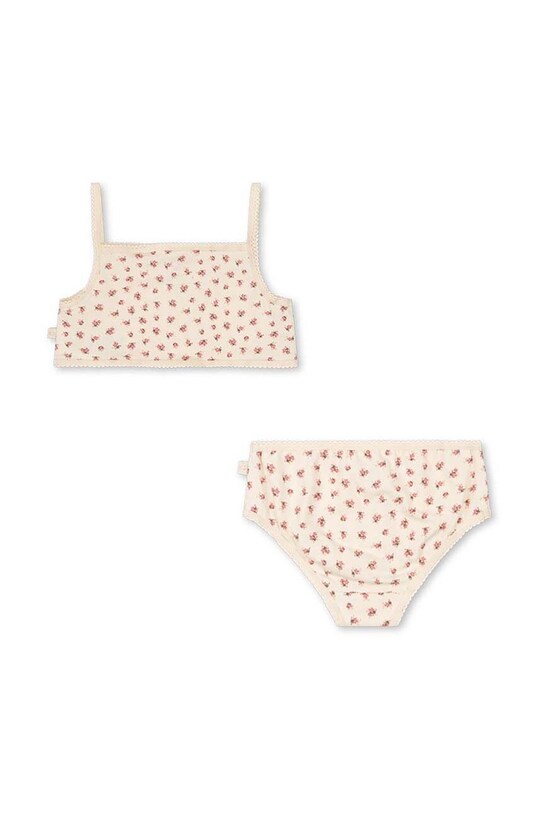 Konges Sløjd komplet biustonosz i figi dziecięce BASIC UNDERWEAR SET GOTS KS101418 beżowy AW24