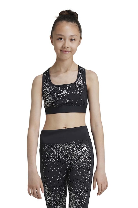 adidas biustonosz sportowy dziecięcy JG PWR GL BRA miękka czarny IW3281