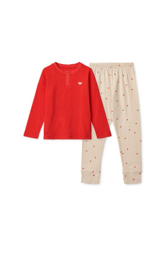 Παιδικές βαμβακερές πιτζάμες Liewood Wilhelm Printed Pyjamas Set σετ κόκκινο LW19854.G