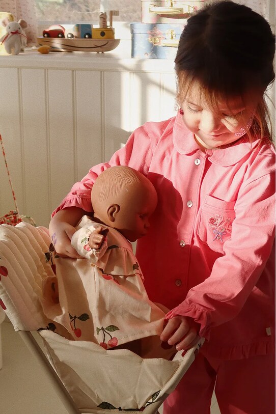 Konges Sløjd pijamale de bumbac pentru copii PIO FRILL SET GOTS KS102059