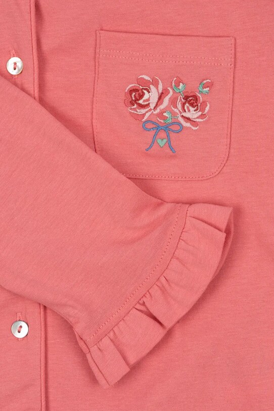 Konges Sløjd pijamale de bumbac pentru copii PIO FRILL SET GOTS roz KS102059